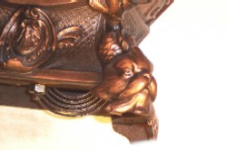 Muller statue clock, Rear Leg View and Gong
