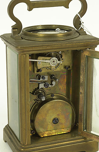 FRENCH CARRIAGE CLOCK PLUS, Rear with door open.