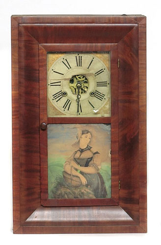 DILGER AND CO., CANTON, OHIO, OGEE SHELF CLOCK, Full front view.