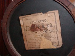 Jerome & Co gothic clock, Label.